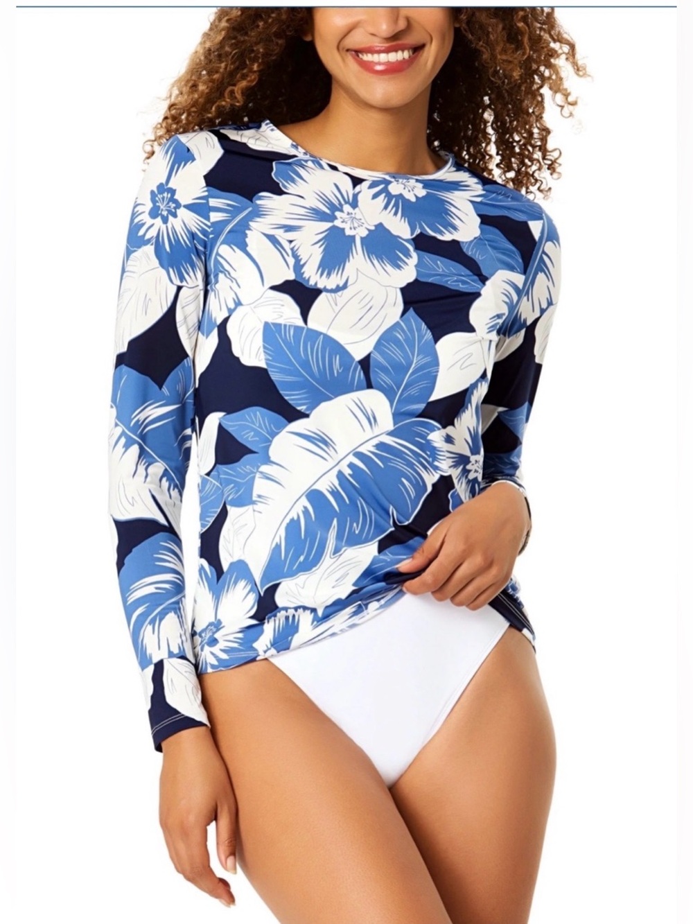 Lands' End Women's Long Sleeve Floral Sun Shirt